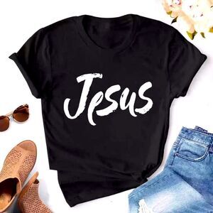⭐️ Brand New Small Black  Jesus  Printed T-shirt Women